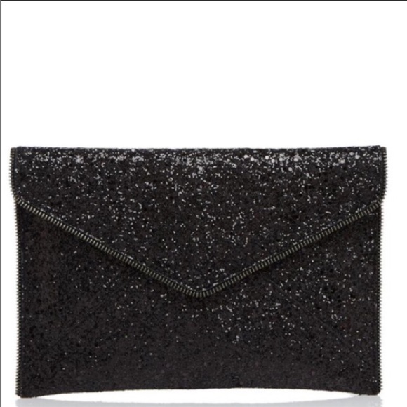 NWT! Rebecca Minkoff  Black Sparkly Envelope Clutch with Gunmetal Hardware - Picture 13 of 16